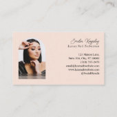 Carte De Visite Technicien Manucure Ongles Luxe Élégant Noir Rose (Dos)