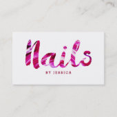 Carte De Visite Technicien moderne à la mode pour ongles roses (Devant)