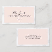 Carte De Visite Technicien moderne en marbre blanc et clou rose vi (Devant / Derrière)