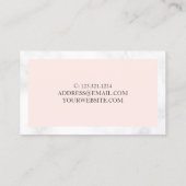 Carte De Visite Technicien moderne en marbre blanc et clou rose vi (Dos)