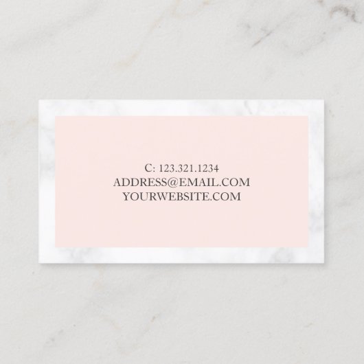 Carte De Visite Technicien moderne en marbre blanc et clou rose vi (Dos)