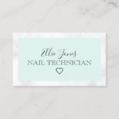 Carte De Visite Technicien moderne en marbre blanc et clou vert me (Devant)