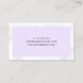 Carte De Visite Technicien moderne en marbre blanc et ongles viole (Dos)