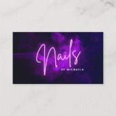 Carte De Visite Technicien moderne en néon violet et clou fumé (Devant)