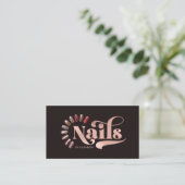 Carte De Visite Technicien moderne Rose Gold & Black Nail (Debout devant)