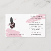 Carte De Visite Technicien Nail Beauté Salon Bleu rose Bourgogne   (Dos)