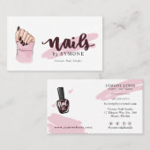 Carte De Visite Technicien Nail Beauté Salon Bleu rose Bourgogne   (Devant / Derrière)