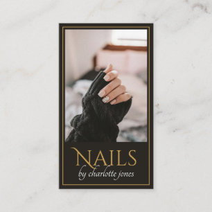 Carte De Visite Technicien Nail Moderne Photo Black Gold