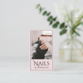 Carte De Visite Technicien Nail Moderne Photo Pink (Debout devant)