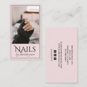 Carte De Visite Technicien Nail Moderne Photo Pink (Devant / Derrière)