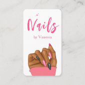 Carte De Visite Technicien Nail Qr Code Clous Art Salon Bleu rose (Devant)