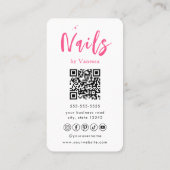 Carte De Visite Technicien Nail Qr Code Clous Art Salon Bleu rose (Dos)