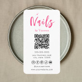 Carte De Visite Technicien Nail Qr Code Clous Art Salon Bleu rose