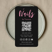Carte De Visite Technicien Nail Qr Code Nails Art Salon Noir Rose