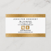 Carte De Visite Technicien Nail Salon Or Metallic Élégant (Dos)