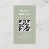 Carte De Visite Technicien ongles Code Qr Photo Vert Sauge (Dos)