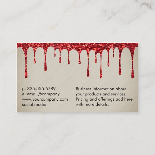 Carte De Visite Technicien | Parties scintillant rouge (Dos)