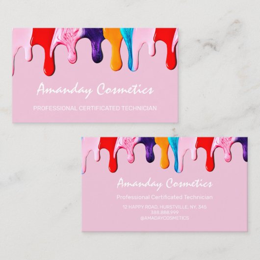 Carte De Visite Technicien professionnel de l'ongle Ocean Pink (Devant / Derrière)