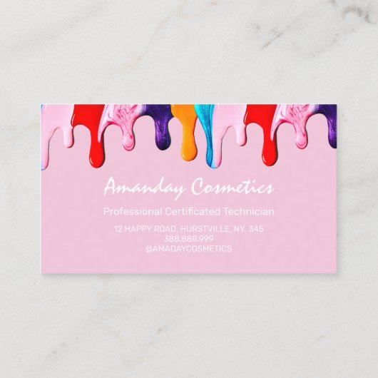 Carte De Visite Technicien professionnel de l'ongle Ocean Pink (Dos)