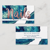 Carte De Visite Technicien rose de clou d'or d'agate de pierre (Devant / Derrière)