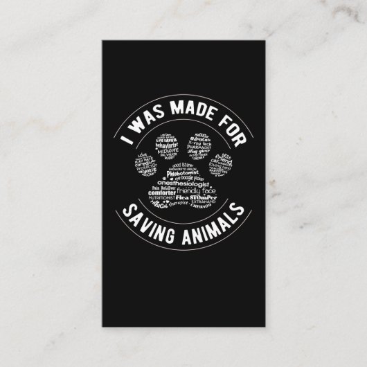 Carte De Visite Technicien vétérinaire Paw Vet Tech Vétérinaire (Devant)