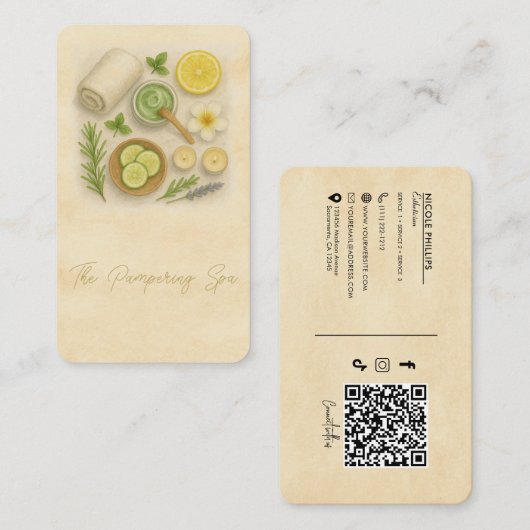 Carte De Visite Technicienne de beauté de Spa Classy Esthéticienne (Devant / Derrière)