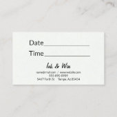 Carte De Visite Technicienne de beauté des cils et sourcils Salon  (Dos)