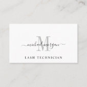 Carte De Visite Technicienne de cils à monogramme à script minimal (Devant)