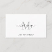 Carte De Visite Technicienne de Cils à Monogramme Script Minimal (Devant)