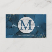Carte De Visite technicienne de manucure élégant monogramme en mar (Devant)