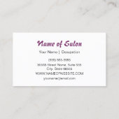 Carte De Visite Technicienne d'extension de cils Purple Lash (Dos)