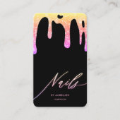 Carte De Visite Technicienne en Manucure Jaune Rose Drip Ongles (Devant)