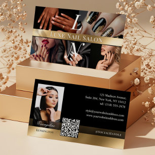 Carte De Visite Technicienne en Nail Art Photo Luxe Monogramme Noi