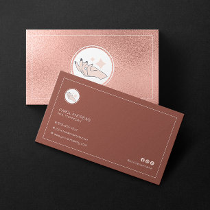 Carte De Visite Technicienne en Ongles Minimaliste en Or Rose Manu
