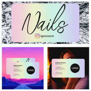 Carte De Visite Technicienne en pose d'ongles multicolores