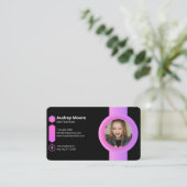 Carte De Visite Technicienne en pose d'ongles Rose & Noir (Debout devant)