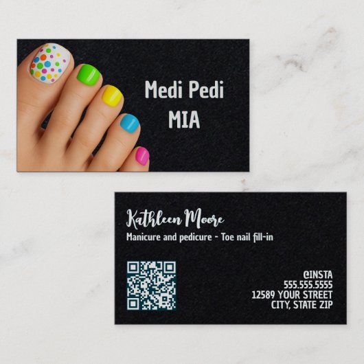 Carte De Visite Technicienne en soins d'orteils QR (Devant / Derrière)