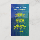 Carte De Visite Techniciens et entrepreneurs HVAC | Professionnel (Dos)