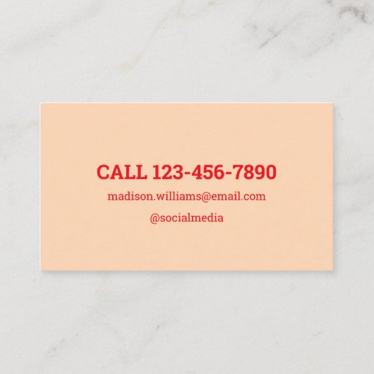 Carte de visite technique (Dos)