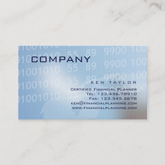 Carte de visite technique financier/ordinateur (Devant)
