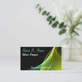 Carte De Visite Techno Abstrait Dreamy Green Yellow Sweep (Debout devant)