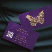 Carte De Visite Technologie de Cils de Luxe Papillon Violet Or Cod