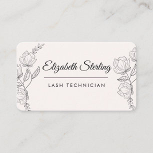 Carte De Visite Technologie de cils élégante noir et blanc 