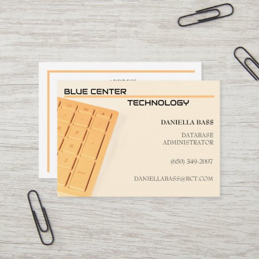 Carte De Visite Technologie de l'information Orange Clavier (Devant/Arrière en situation)