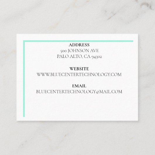 Carte De Visite Technologie de l'information RT du clavier vert (Dos)