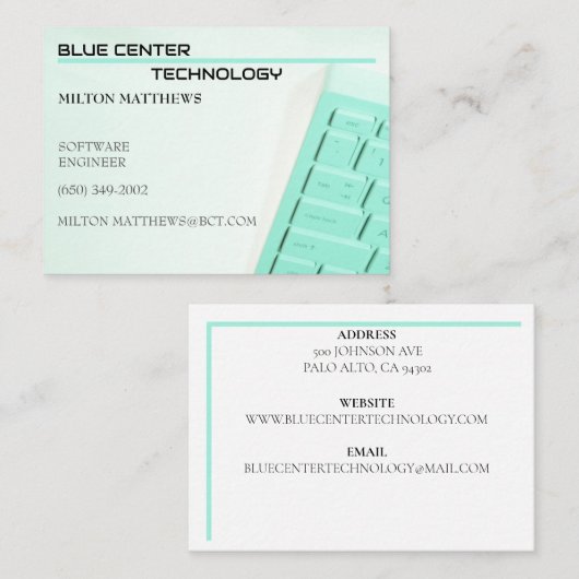 Carte De Visite Technologie de l'information RT du clavier vert (Devant / Derrière)