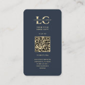 Carte De Visite Technologie dentaire moderne Monogramme bleu foncé (Dos)