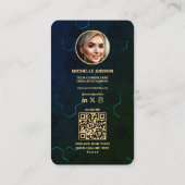 Carte De Visite Technologie Monogramme moderne Professionnel Vert (Dos)