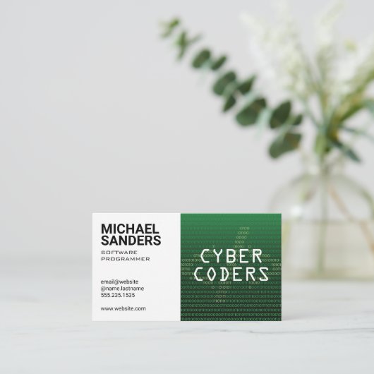 Carte De Visite Technologie | Programmeur | Code binaire (Debout devant)