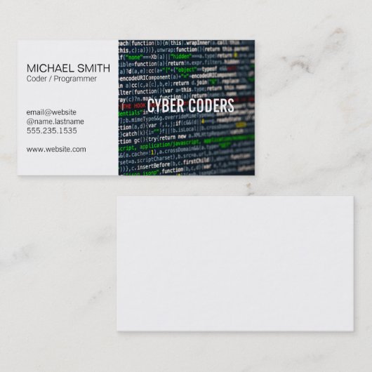 Carte De Visite Technologie | Programmeur | Codeur (Devant / Derrière)